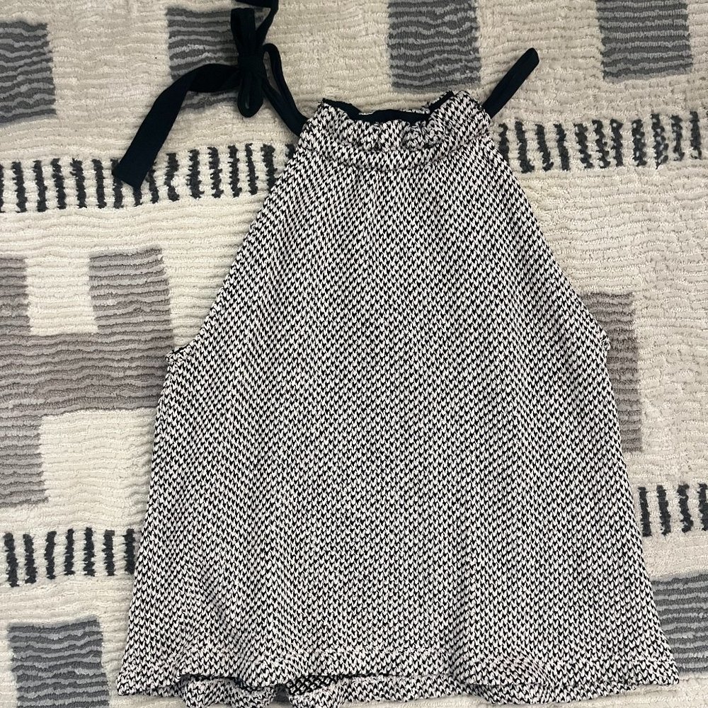 Madewell Side Tie Knit Halter Top - Black and Cream